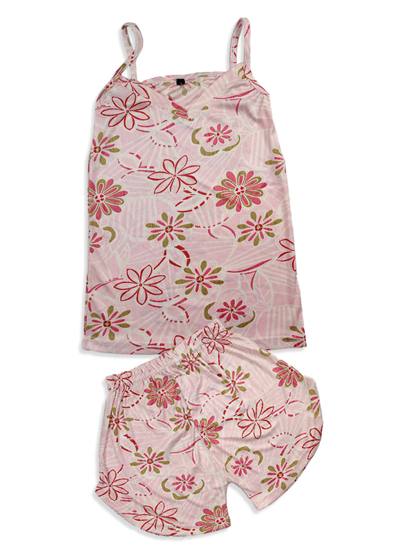 Sexy Flower Sleepwear Braces Shirts + Shorts Underwear (Minor Defected)