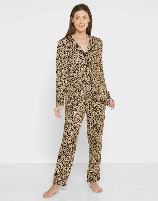Cheetah Print Silk Pajama Set