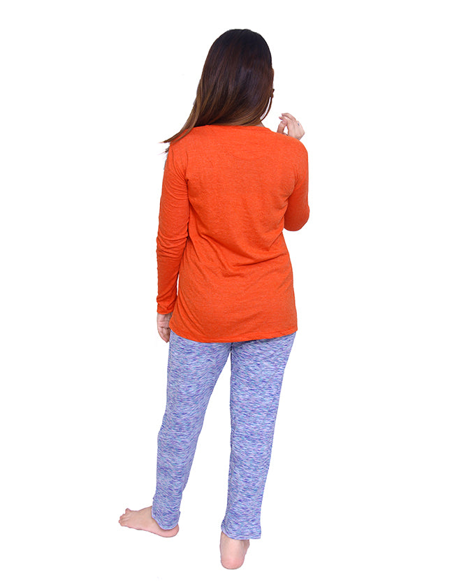 Full Sleeve Rise & Shine in Orange Pajama Suit.