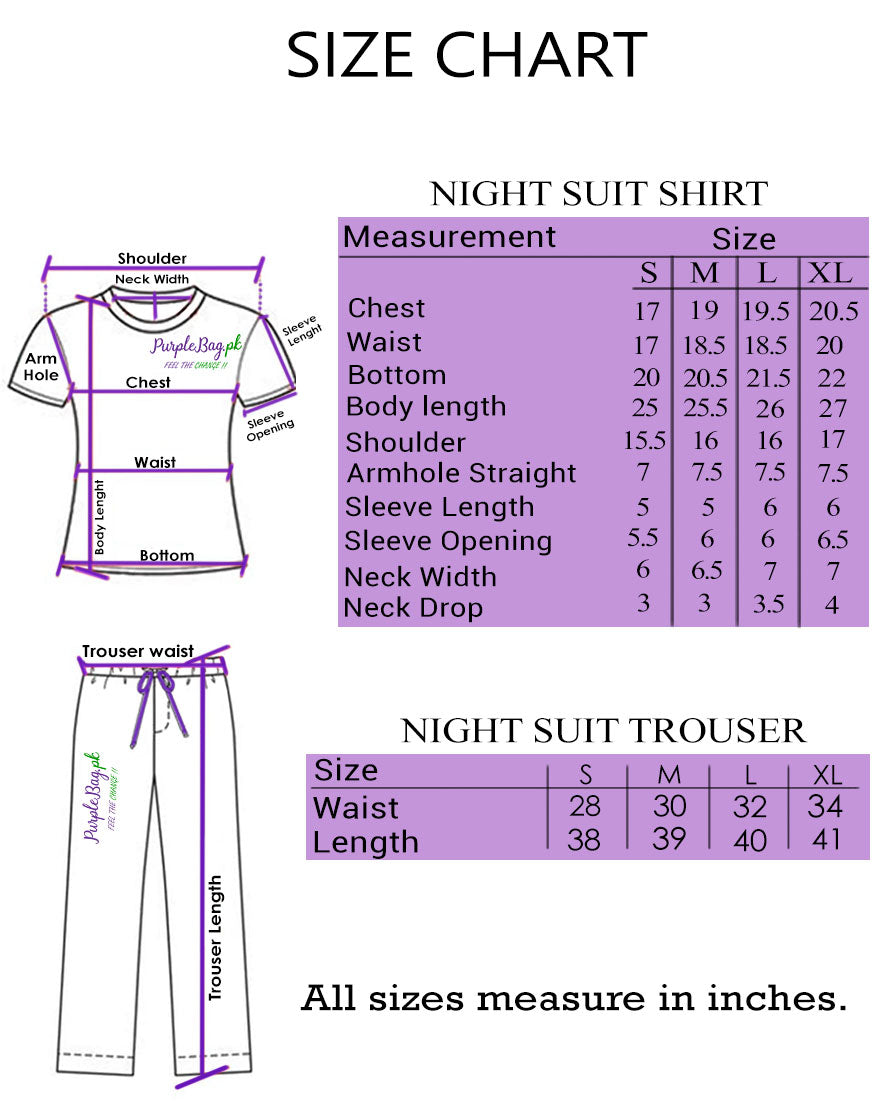 size chart for pajama
